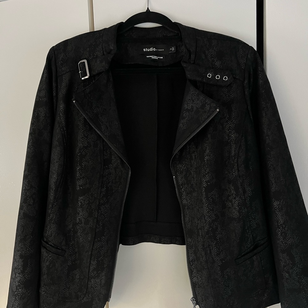 Studio by Torrid Black Women's Snake Print Motorcycle Jacket -Size 3, runs small